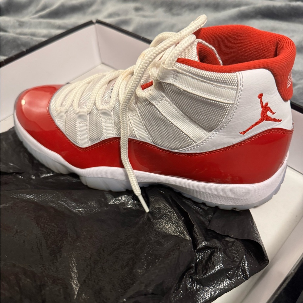 Jordan Air 11 Retro White Red Black Athletic Shoes